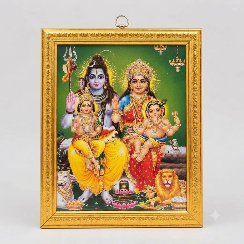 Divine Lord Shiva Parvati Family – Auspicious Shiv Parivar Wall Art for Home Mandir & Office
