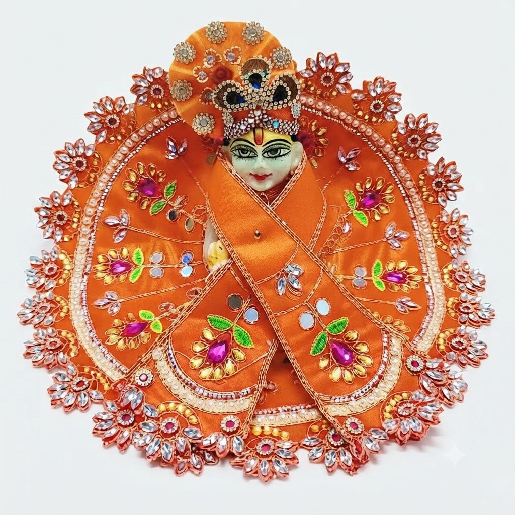 Pushpanjali Poshak Kesari Orange for Laddu Gopal (without pagri)