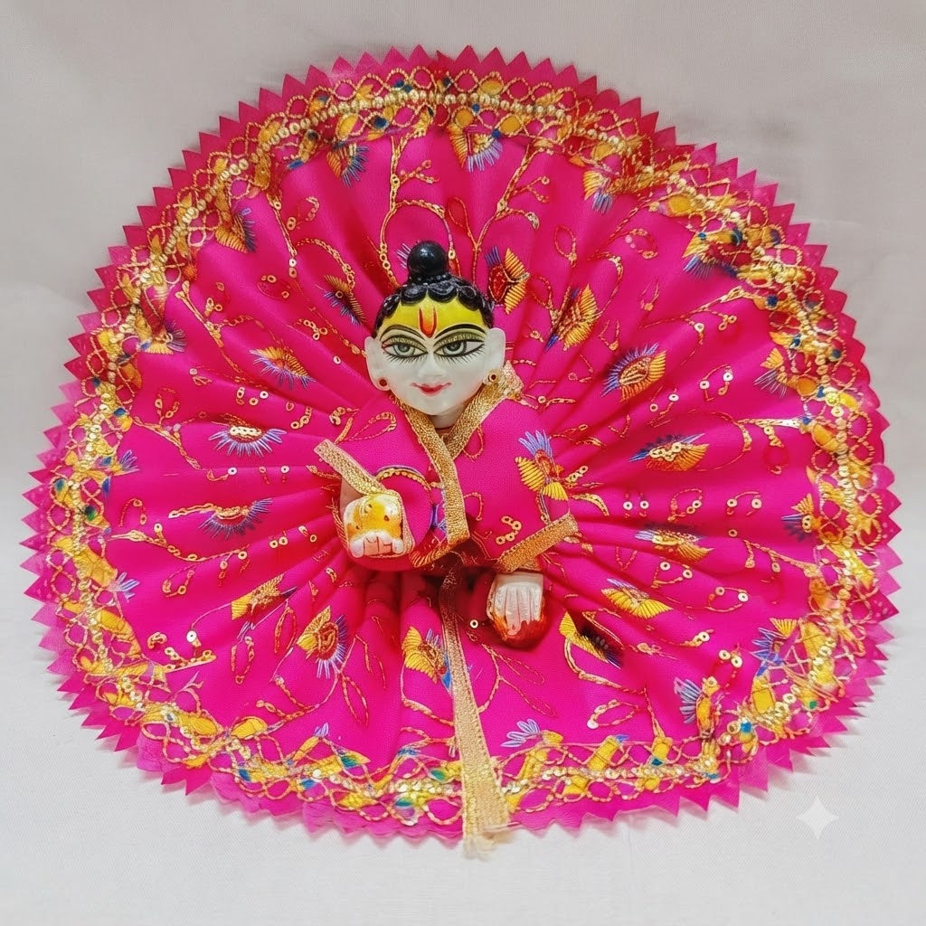 Phoolwari Designer Poshak Radha Pink (Pink) for Laddu Gopal