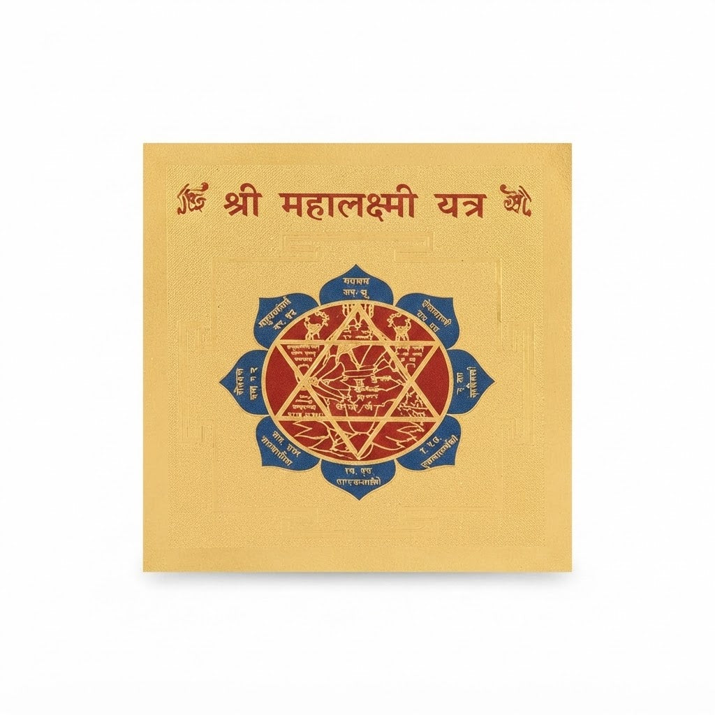 Shri Mahalakshmi Yantra – Sacred Gold-Plated Wealth & Prosperity Yantra for Home Temple