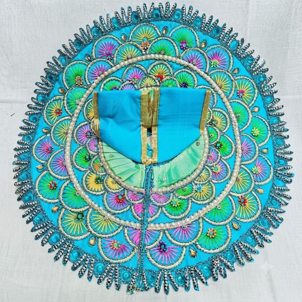 Navrang Shringar Poshak Peacock Blue for Laddu Gopal