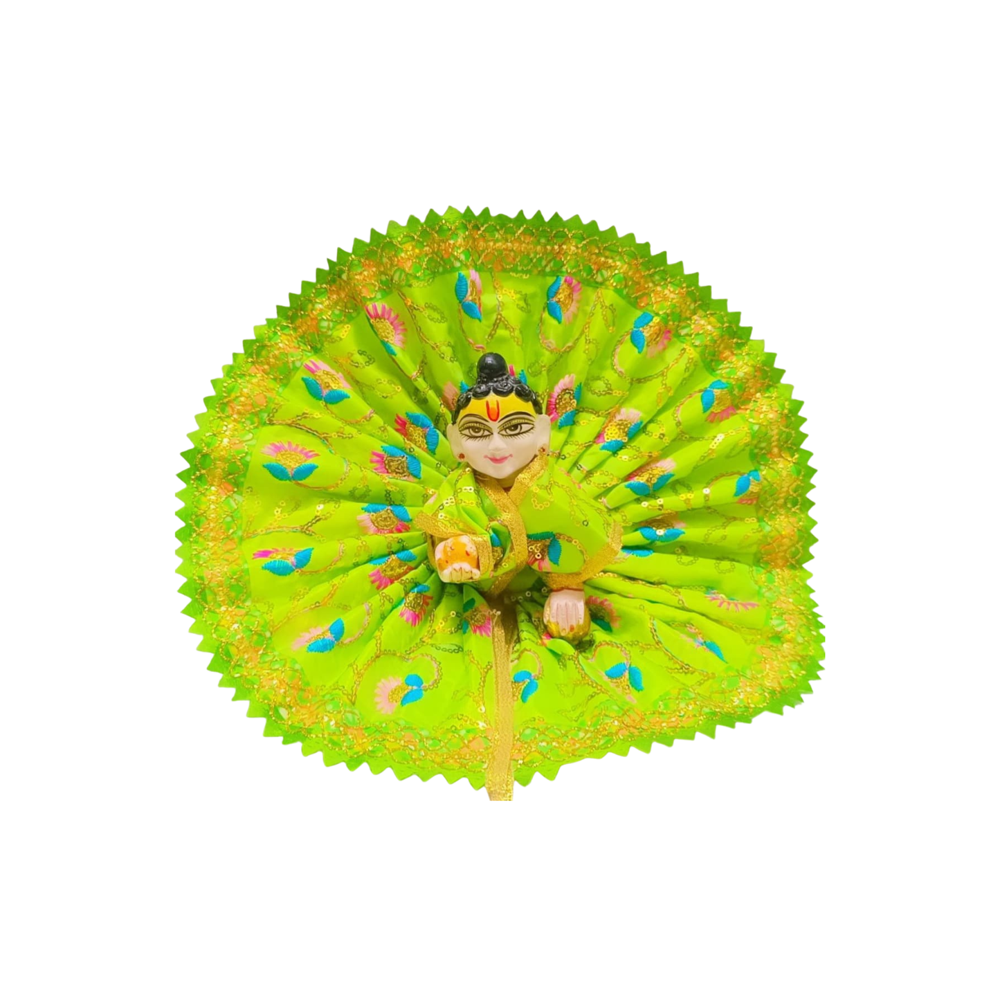 Vrindavan Style Designer Laddu Gopal Poshak – Green Floral Edition