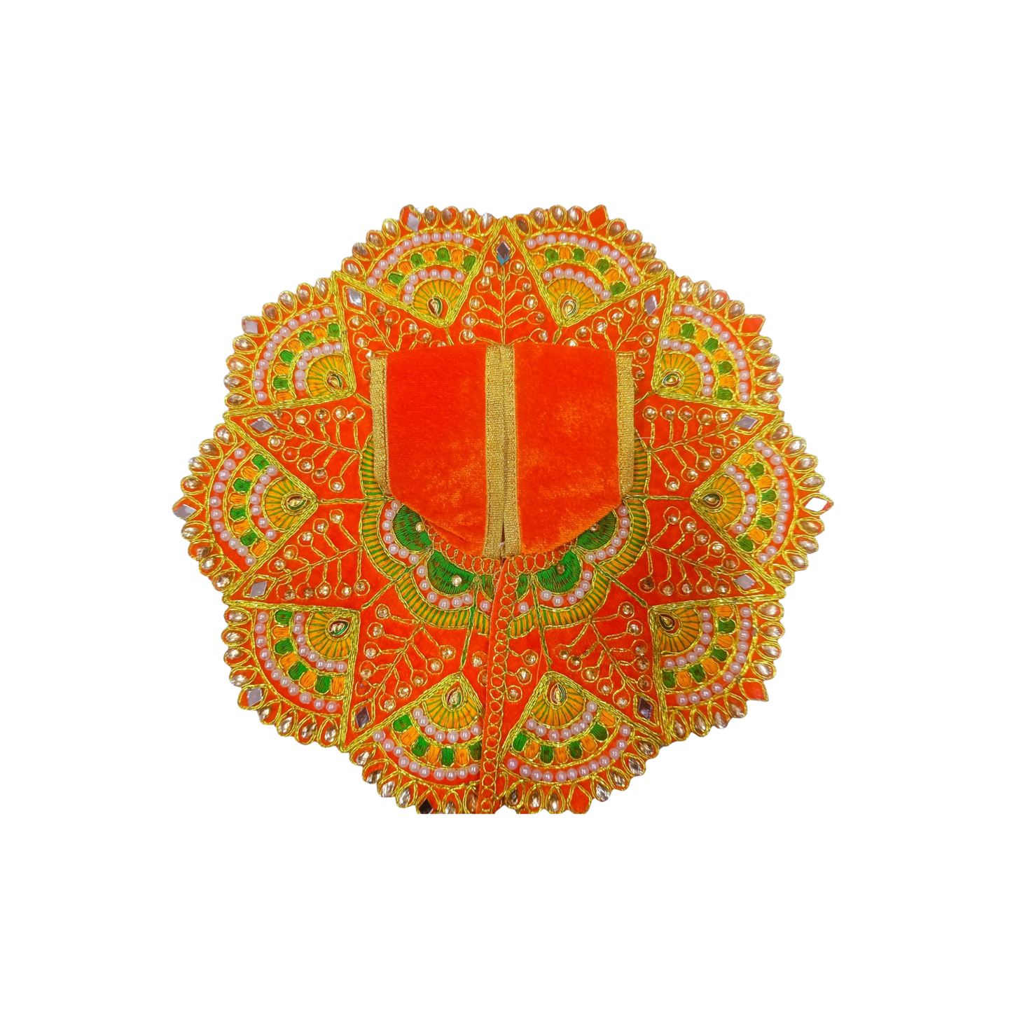 Orange Velvet Embroidered Laddu Gopal Poshak