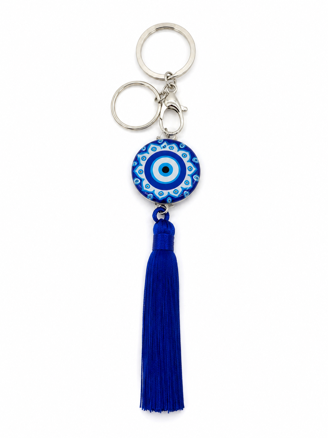 Evil Eye Key Chain with Blue Tassel
