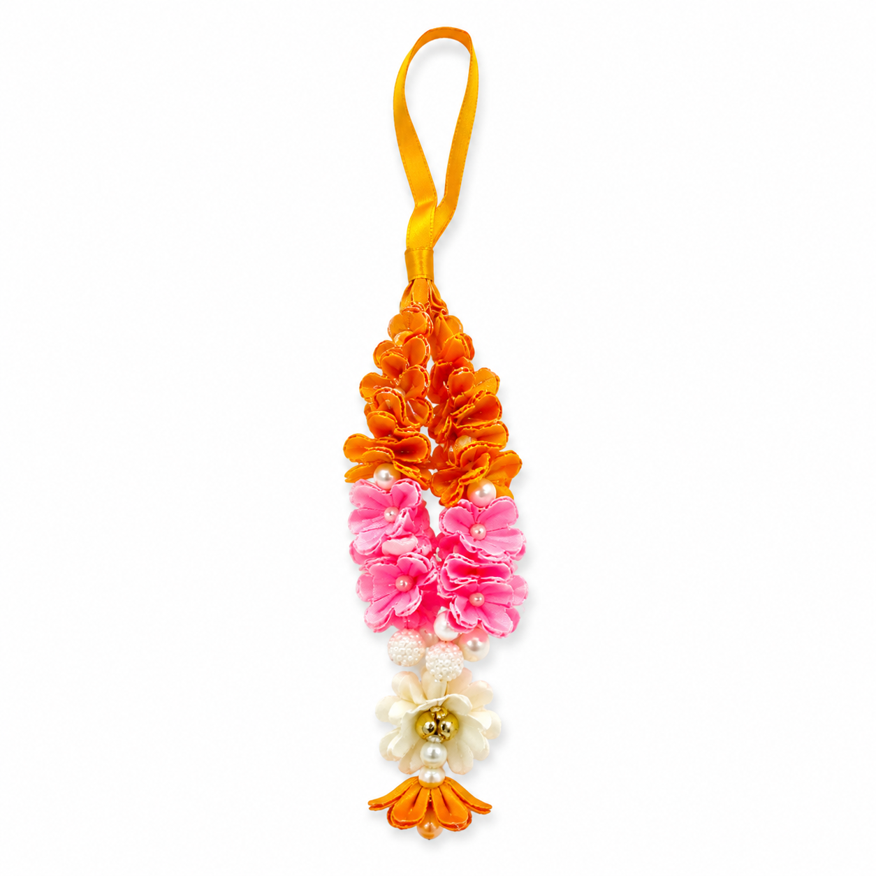 Pink & Orange Flower Decorative Mala for Home & Pooja Décor