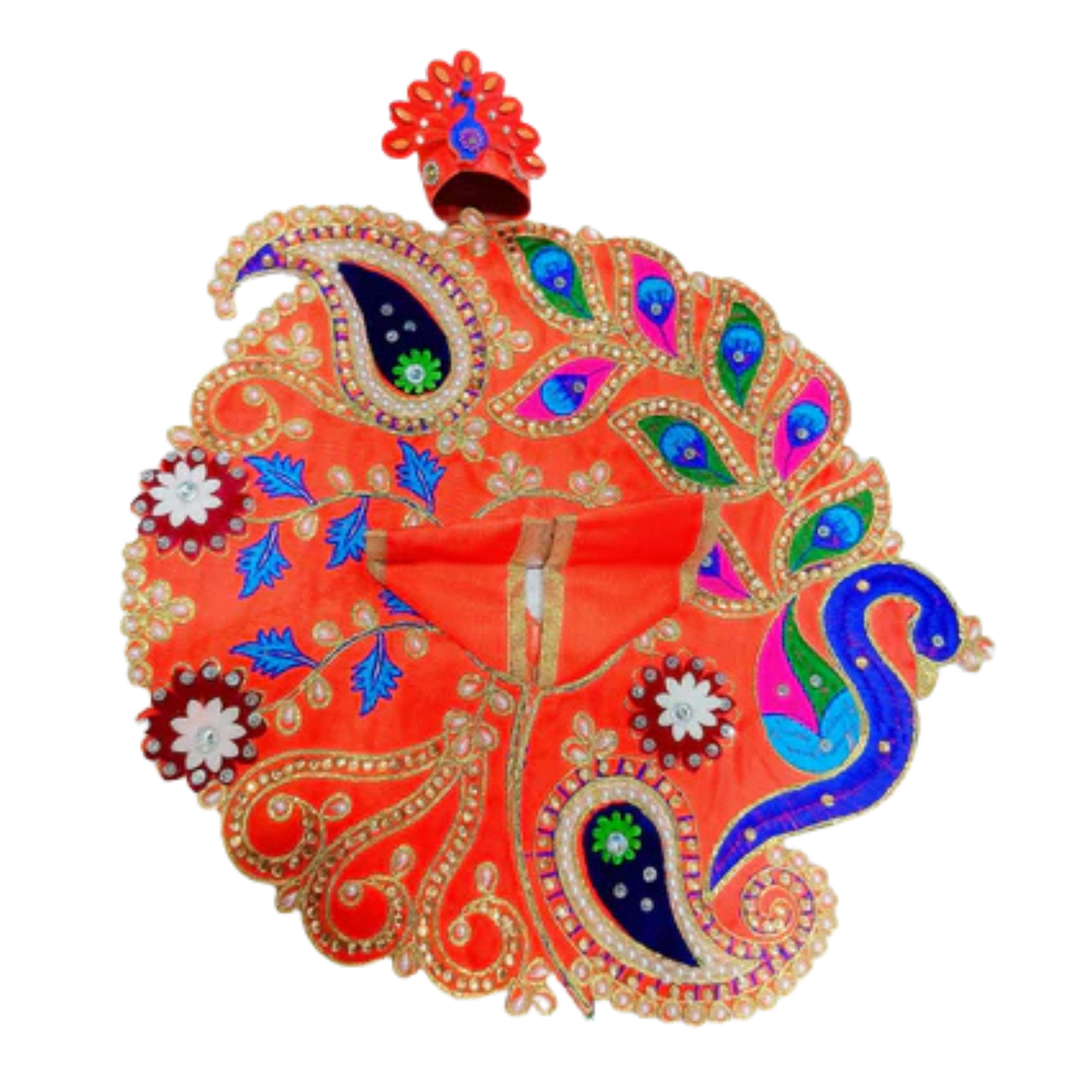 Royal Orange Peacock Festival Dress for Laddu Gopal
