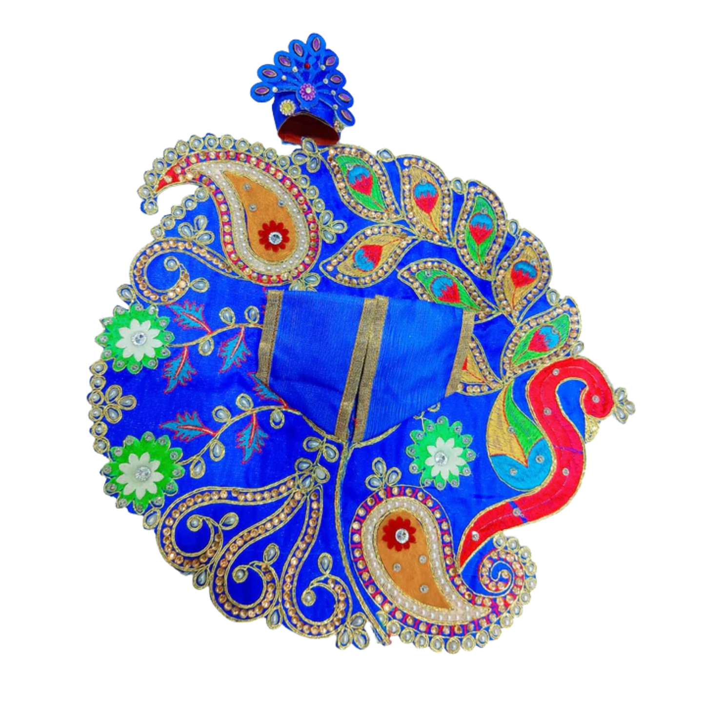 Royal Blue Peacock Theme Dress for Laddu Gopal