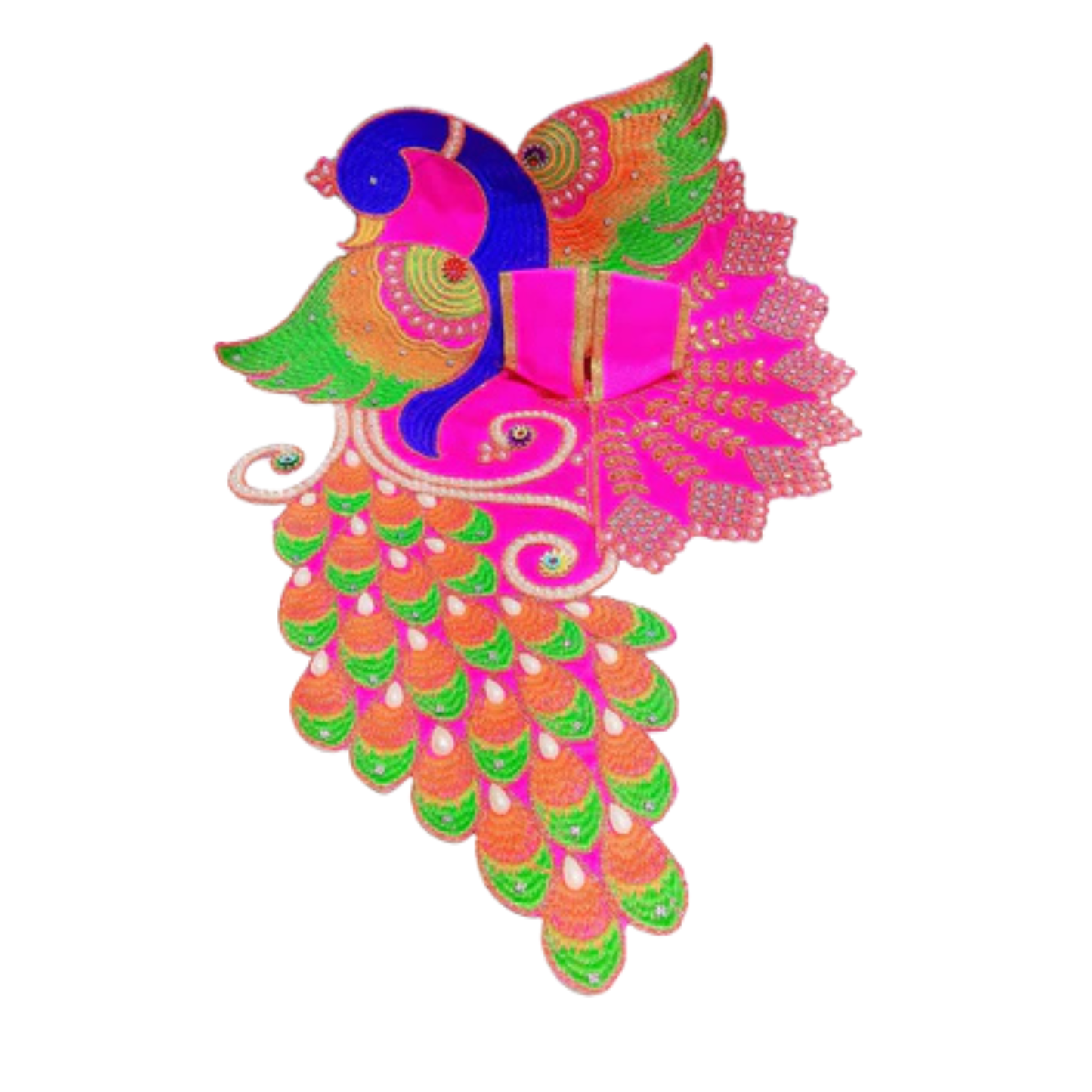 Radha Rani Multicolor Mor Pearl Shringar Poshak
