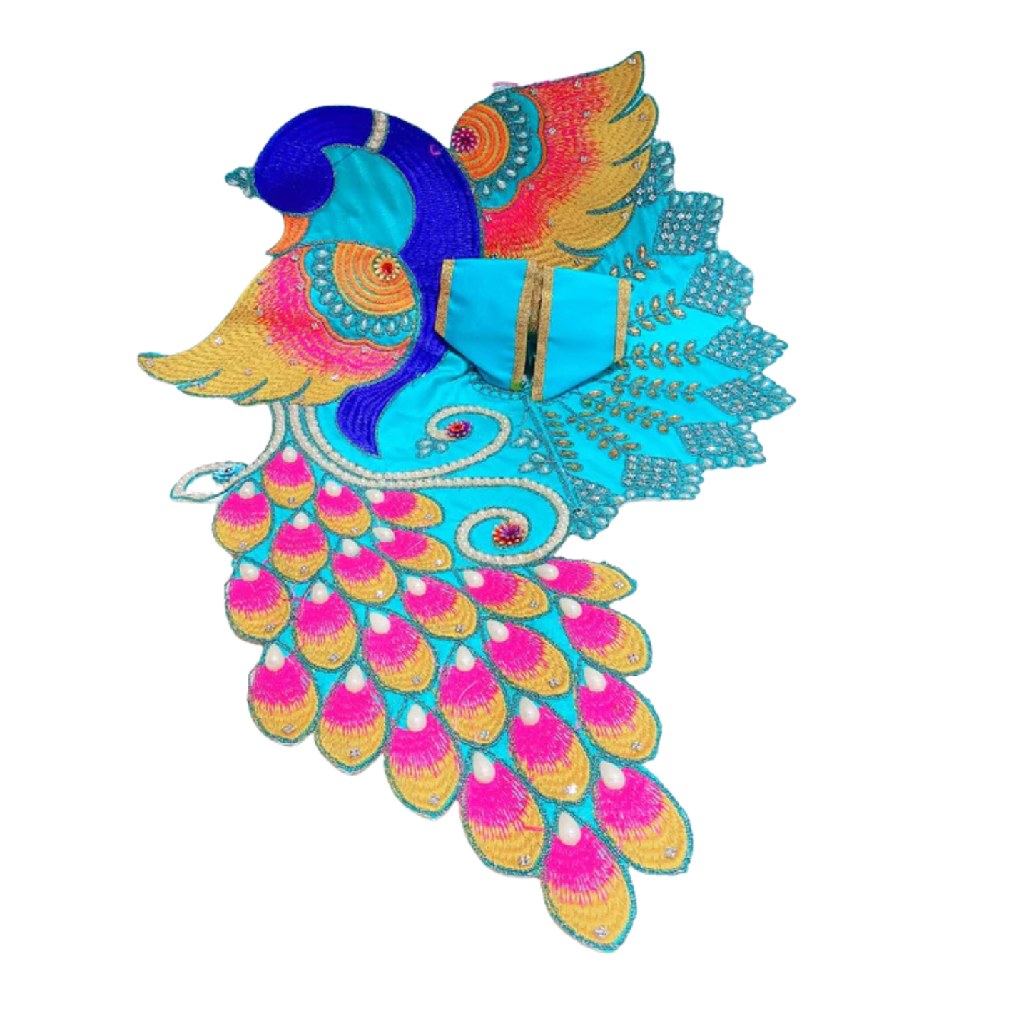 Radha Sky Blue Mor Feather Pearl Shringar Poshak