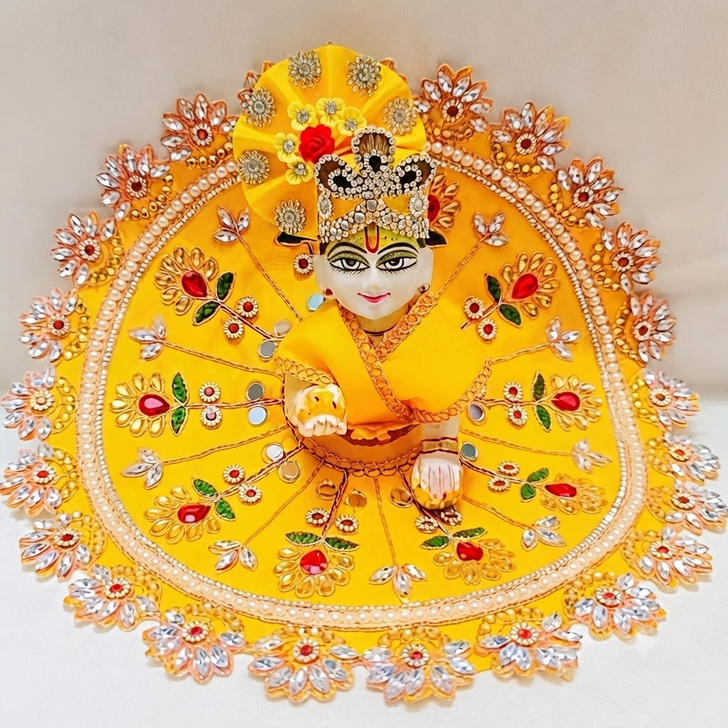 Pushpanjali Poshak Royal Basanti (Yellow) for Laddu Gopal (without pagri)
