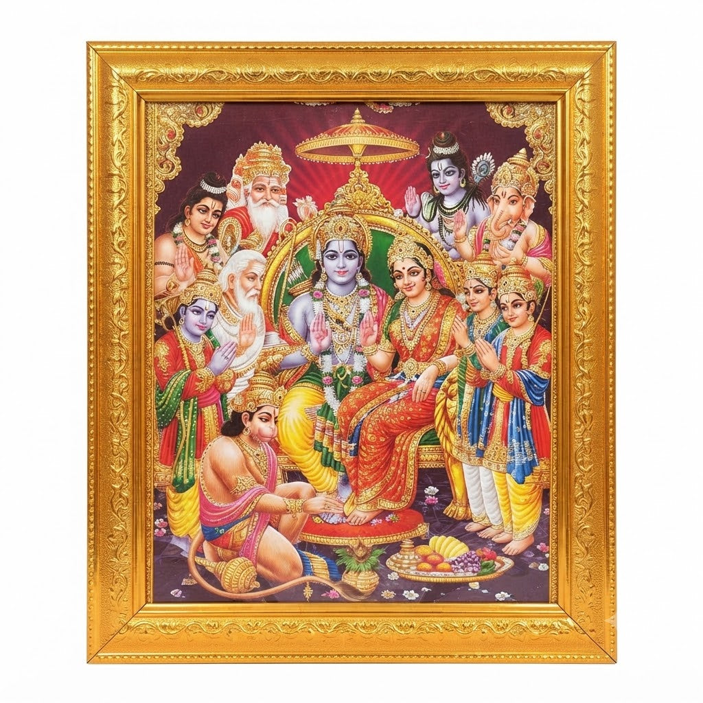 Divine Lord Rama Darbar – Auspicious Ram Darbar Wall Art for Home Mandir & Office