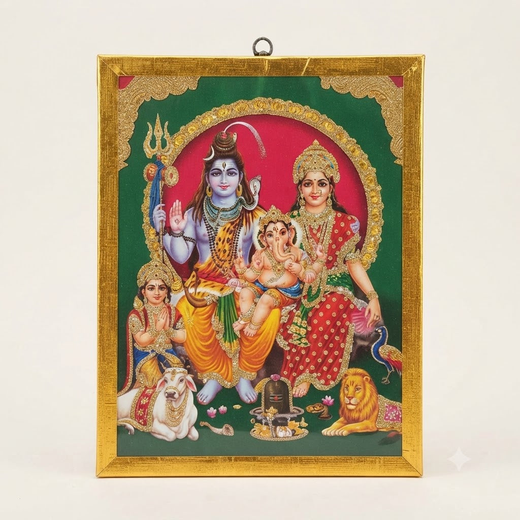 Shiv Parivar Wall Frame – Divine Lord Shiva Family Photo Frame for Home Temple