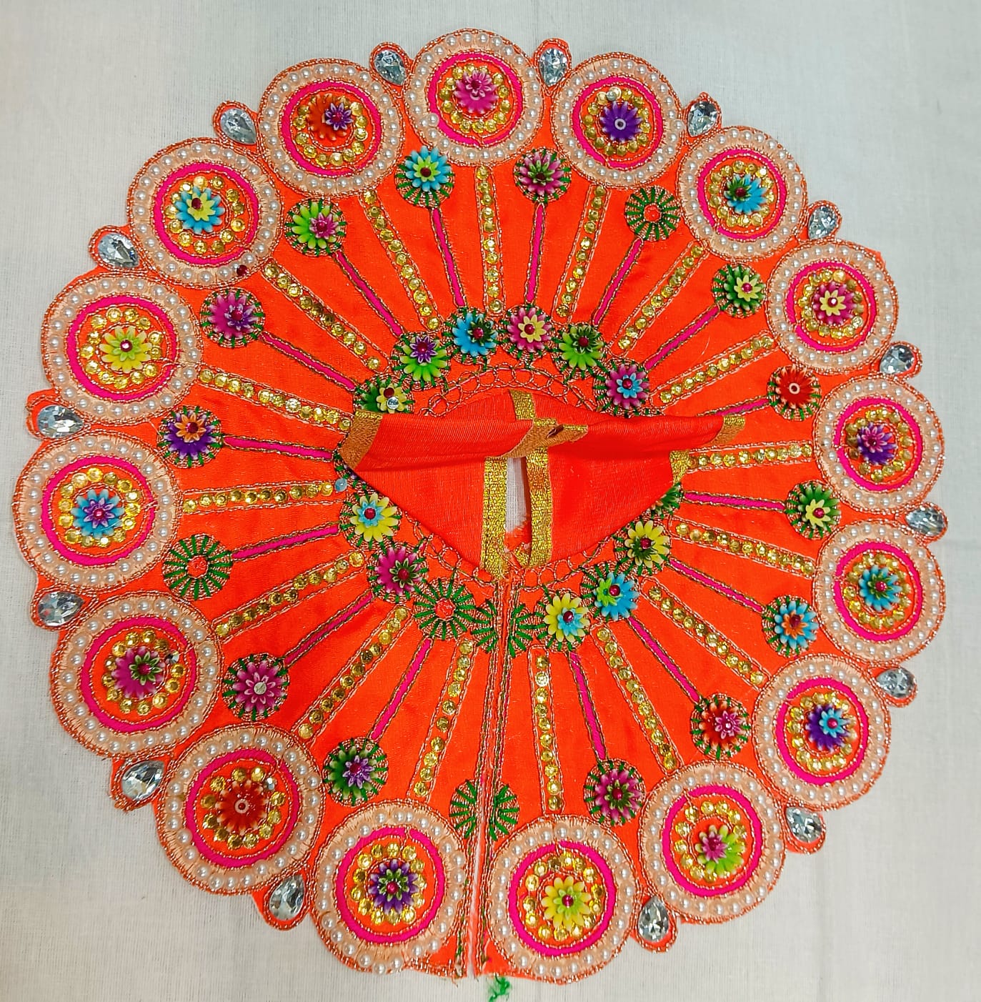 Designer Orange Floral Laddu Gopal Poshak
