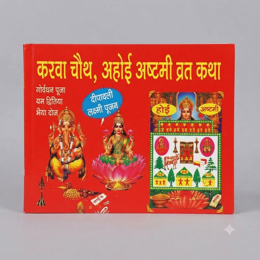 Karwa Chauth, Ahoi Ashtami Vrat Katha (Deepavali Lakshmi Pujan, Govardhan Puja, Yam Dwitiya Sahit) – Sacred Hindu Festival Vrat & Puja Book