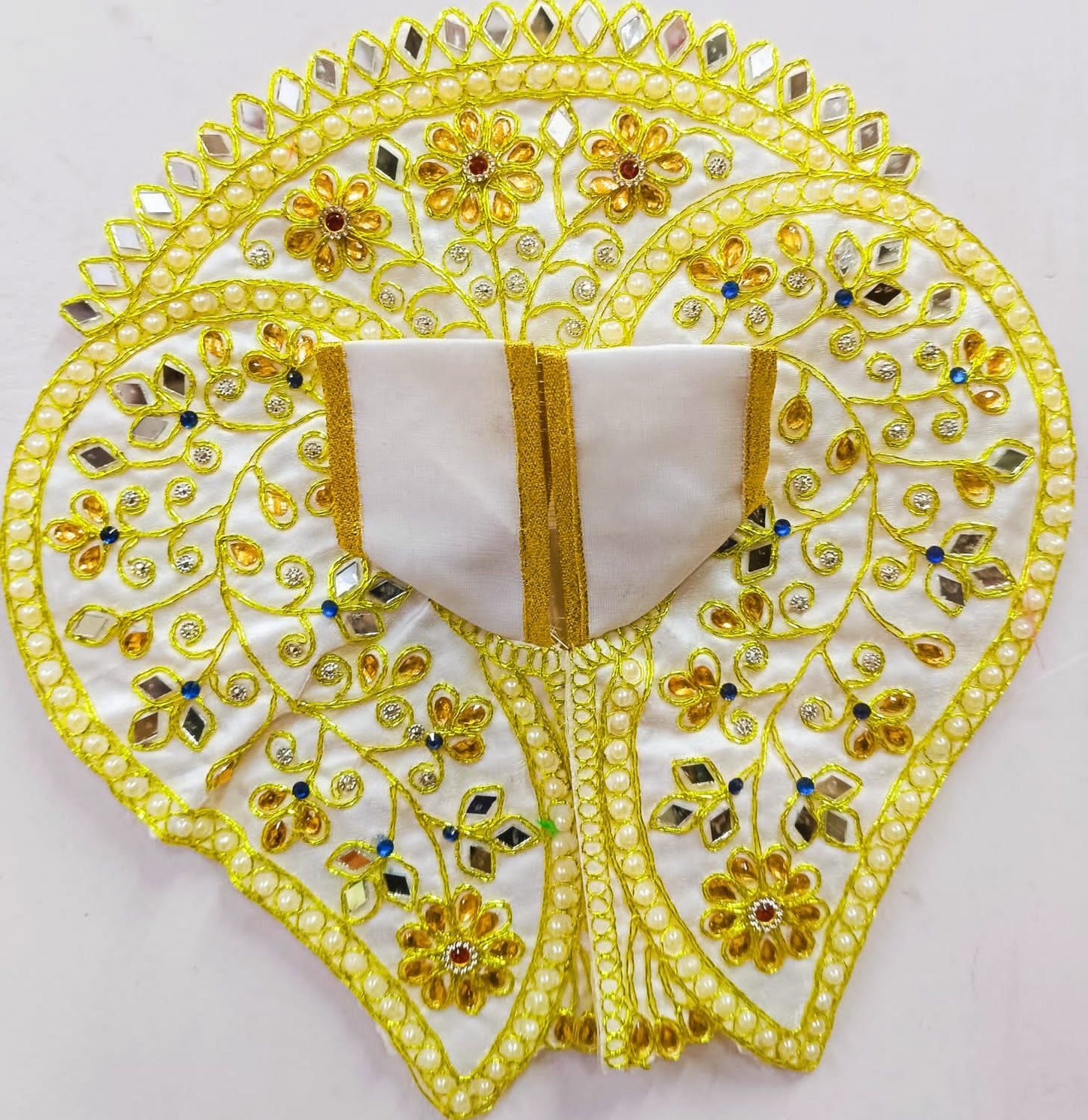 White Pearl Embroidered Laddu Gopal Poshak