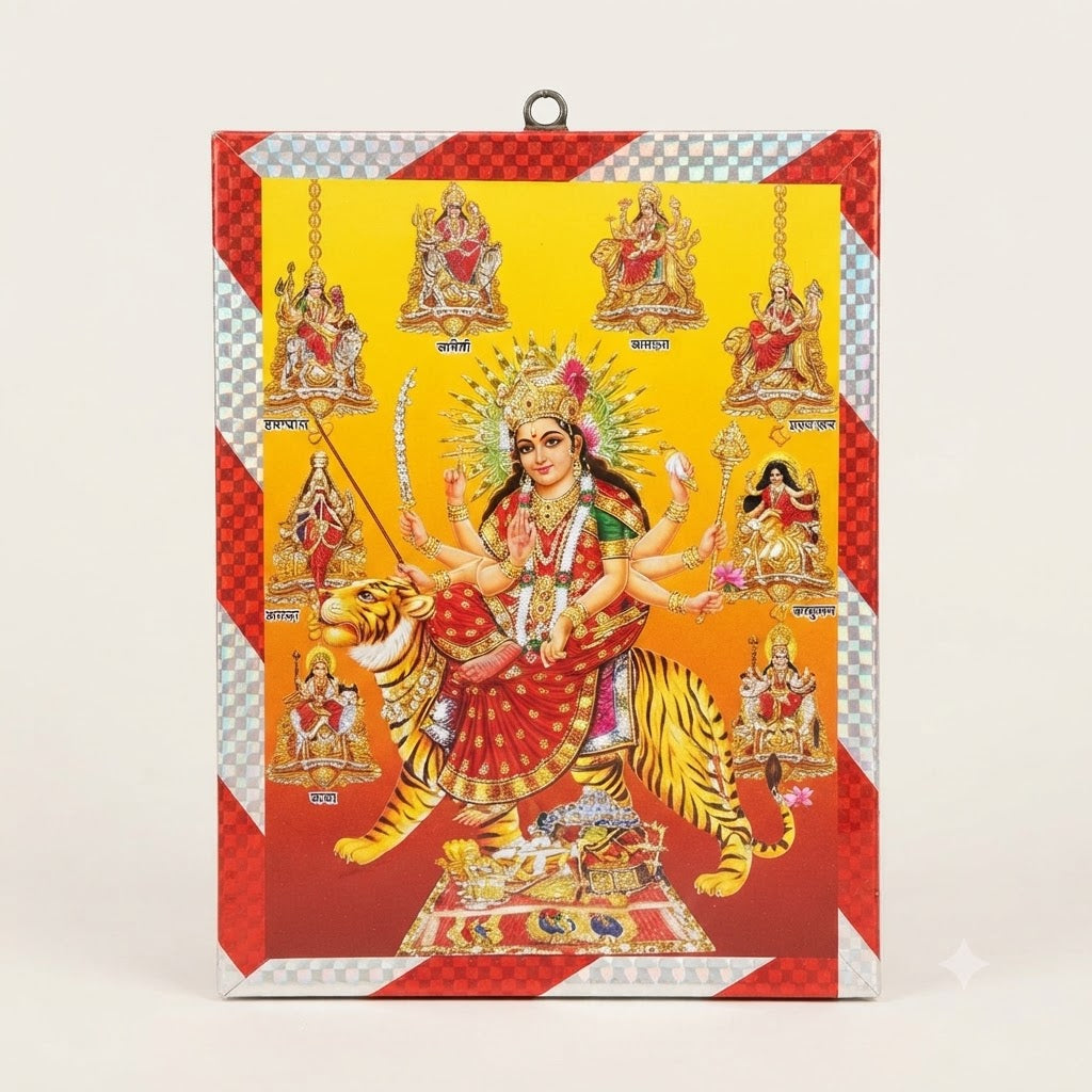 Navdurga Wall Frame – Divine Goddess Durga with Nine Forms Photo Frame for Home Temple