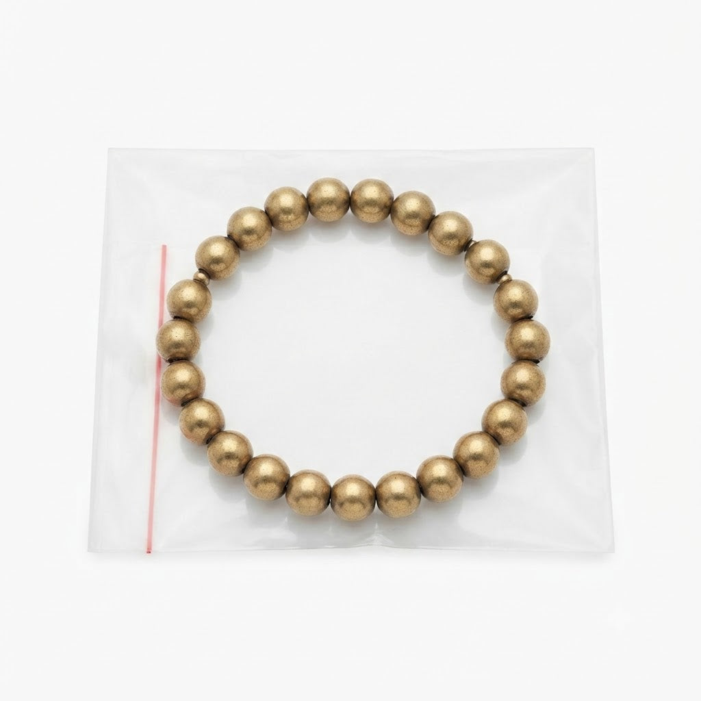 Natural Pyrite Bracelet – Genuine Fool's Gold Wealth & Abundance Gemstone Stretch Bracelet