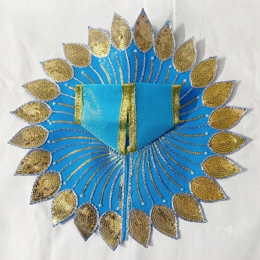 Swarna Patrika Poshak Peacock Blue for Laddu Gopal