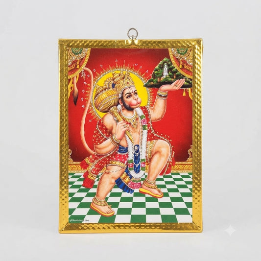 Divine Lord Hanuman Carrying Sanjeevani Mountain – Auspicious Wall Art for Home Mandir & Protection