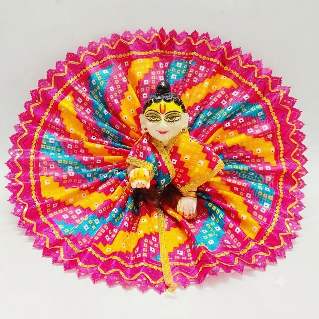 Bandhani Utsav Poshak Komal Gulab (Baby Pink) for Laddu Gopal