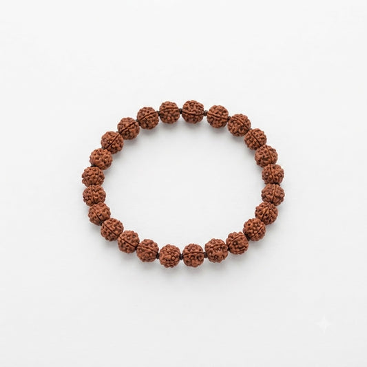Natural Rudraksha Bead Bracelet – Sacred Elastic Wrist Mala for Meditation & Healing