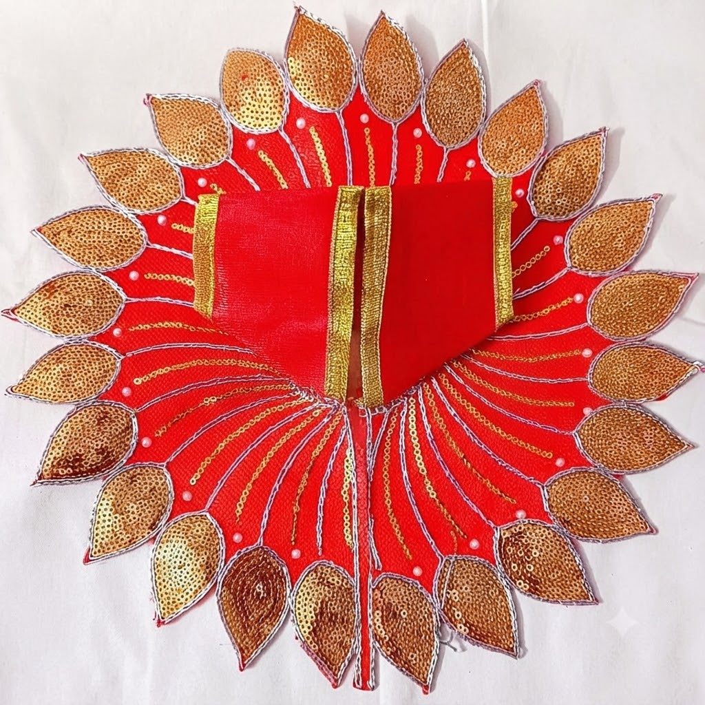 Swarna Patrika Poshak Vrindhavan Red for Laddu Gopal