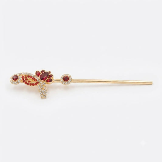 Handcrafted 4-Inch Red Stone-Embellished Gopal Ji Bansuri (Decorative Flute)