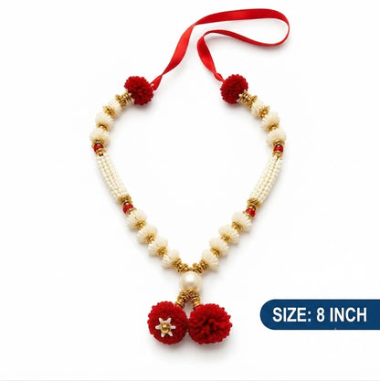 White Beaded Decorative Mala for Home & Pooja Décor (8inch)