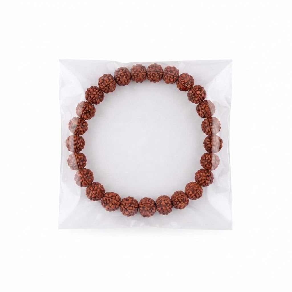 Original Rudraksha Bracelet – Sacred Panchmukhi Bead Stretch Bracelet for Men & Women