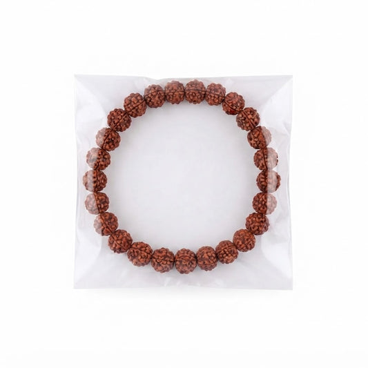 Original Rudraksha Bracelet – Sacred Panchmukhi Bead Stretch Bracelet for Men & Women