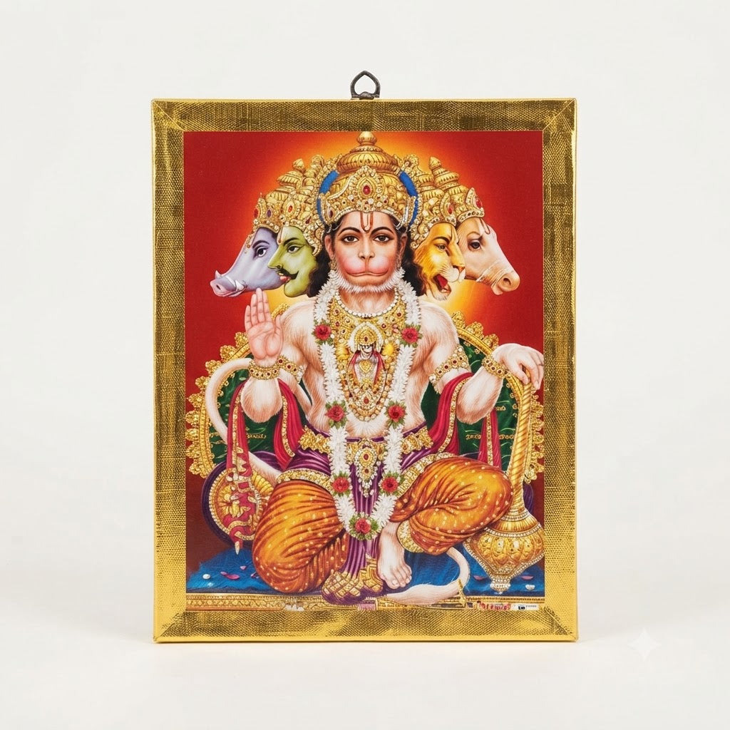 Panchmukhi Hanuman Wall Frame – Divine 5-Face Lord Hanuman Photo Frame for Home Temple