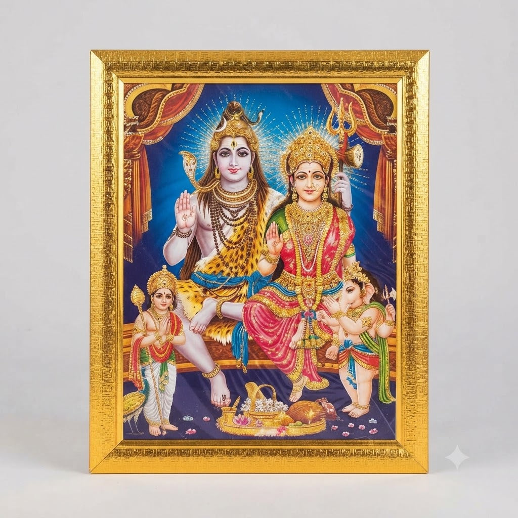 Divine Shiv Parivar – Auspicious Lord Shiva, Parvati, Ganesha & Kartikeya Wall Art for Home Mandir