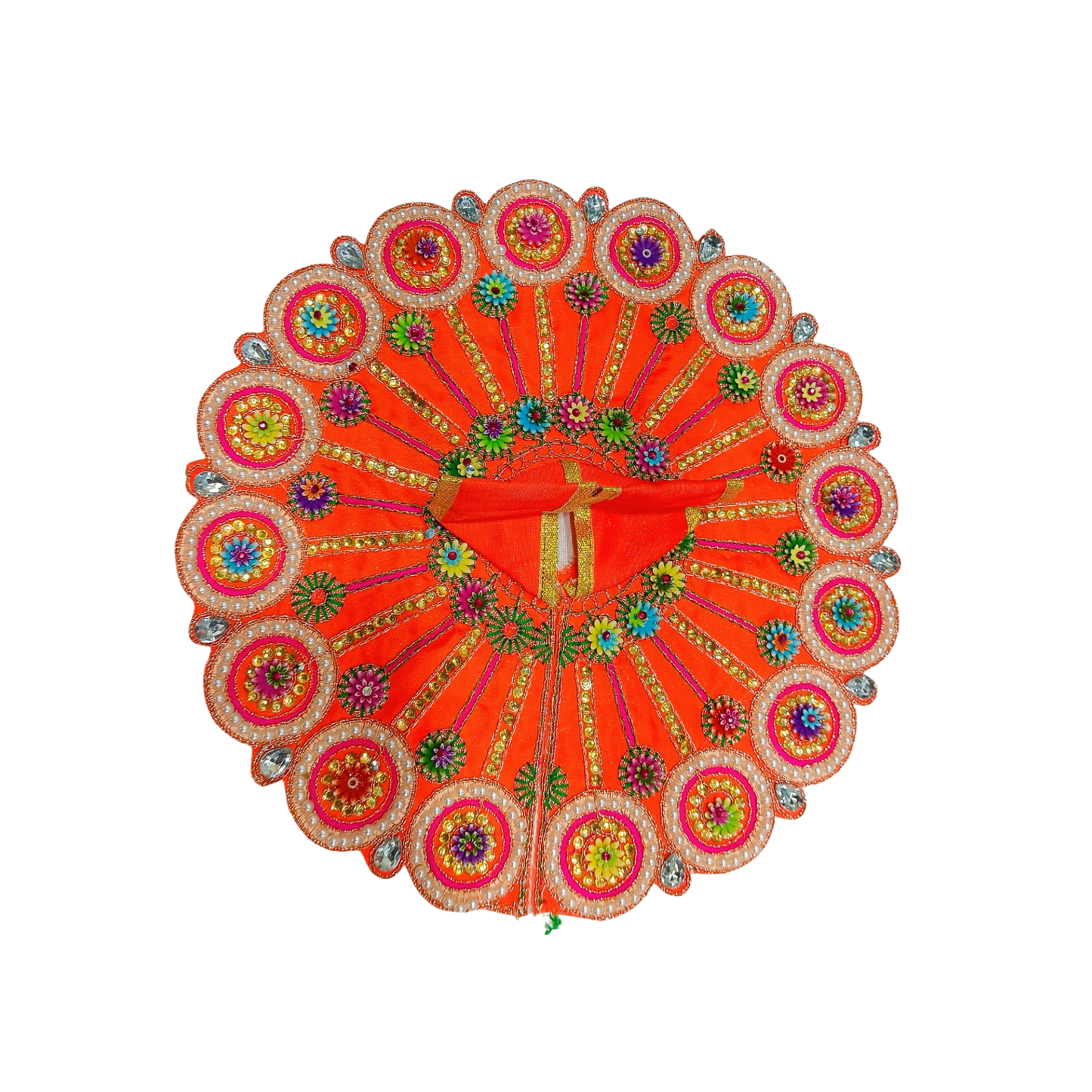 Designer Orange Floral Laddu Gopal Poshak