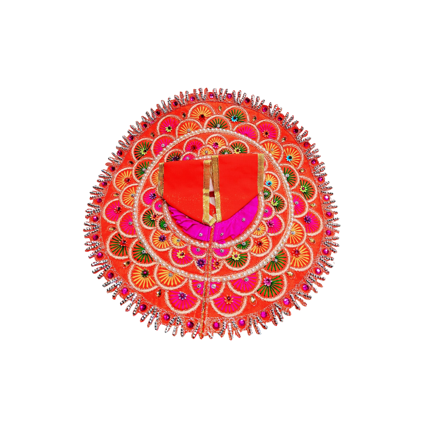 Radha Orange Mor Pearl Shringar Poshak
