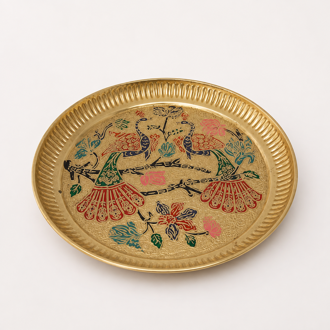 Decorative Brass Peacock Design Plate