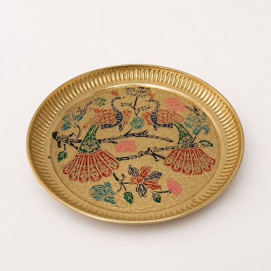 Decorative Brass Peacock Design Plate