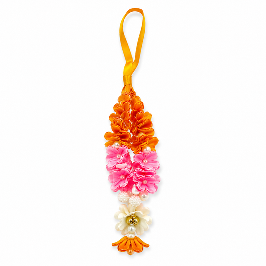 Pink & Orange Flower Decorative Mala for Home & Pooja Décor