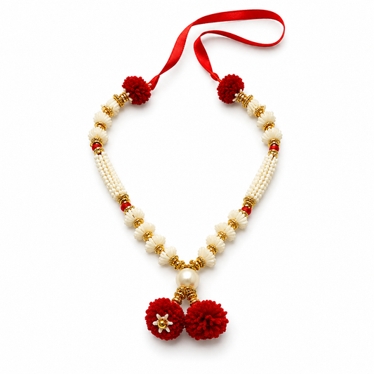 White Beaded Decorative Mala for Home & Pooja Décor