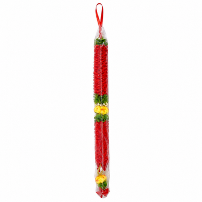 Red Decorative Flower Mala with Yellow Rose Accents for Home, Pooja & Festive Décor