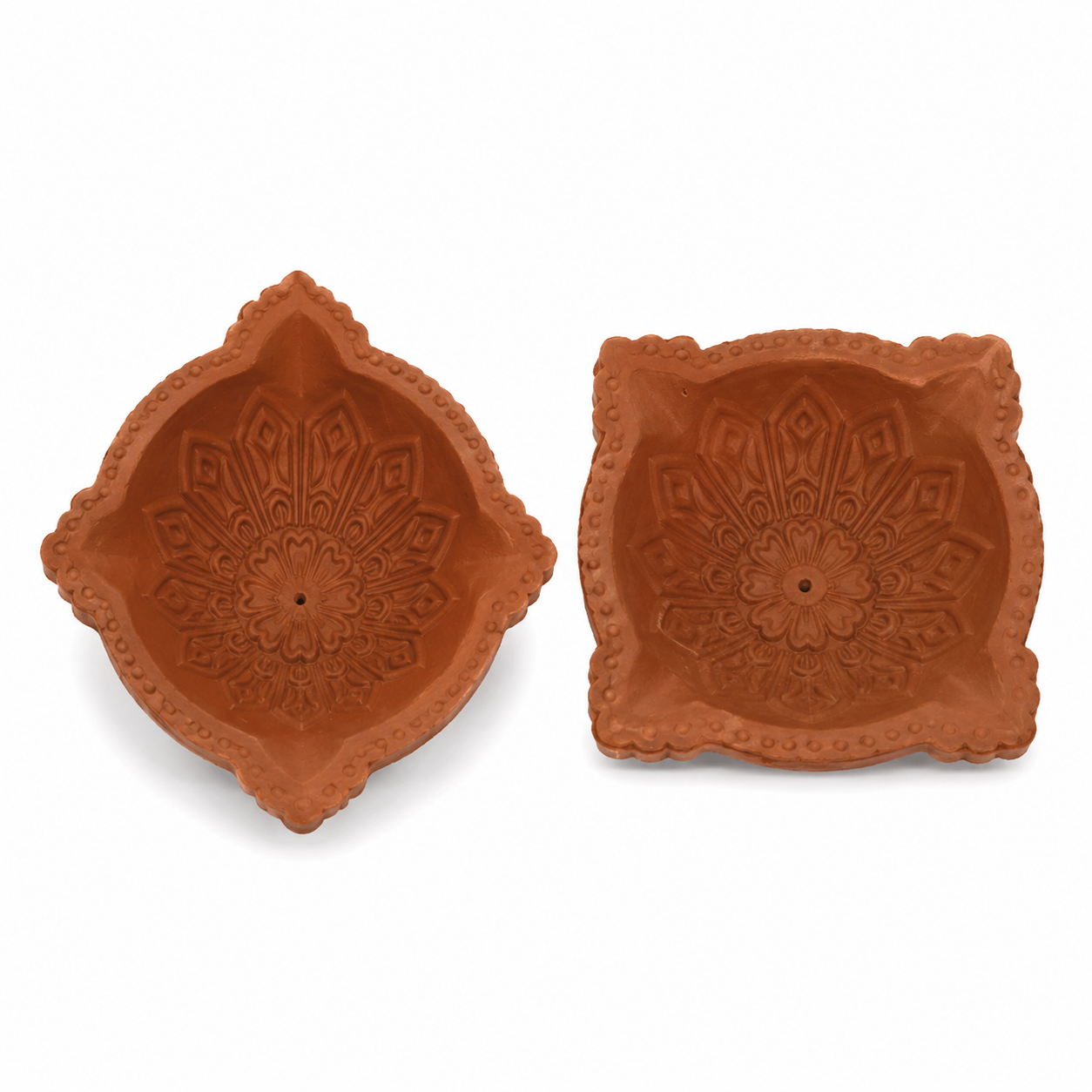 Square Diya – Traditional Decorative Earthen Diya