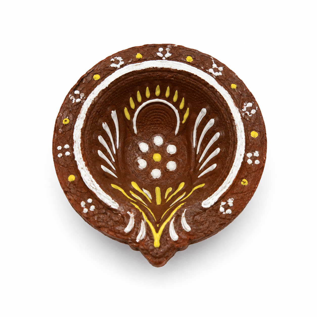 Brown Handpainted Medium Round Diya