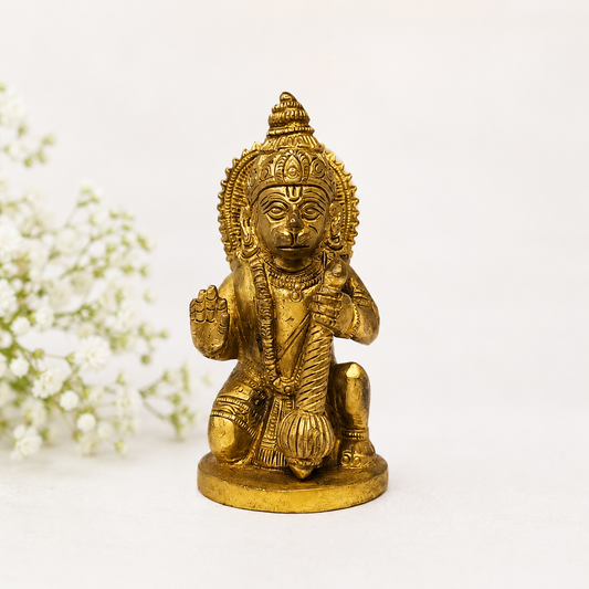 Handmade Brass Hanuman Ji Idol – Blessing Pose
