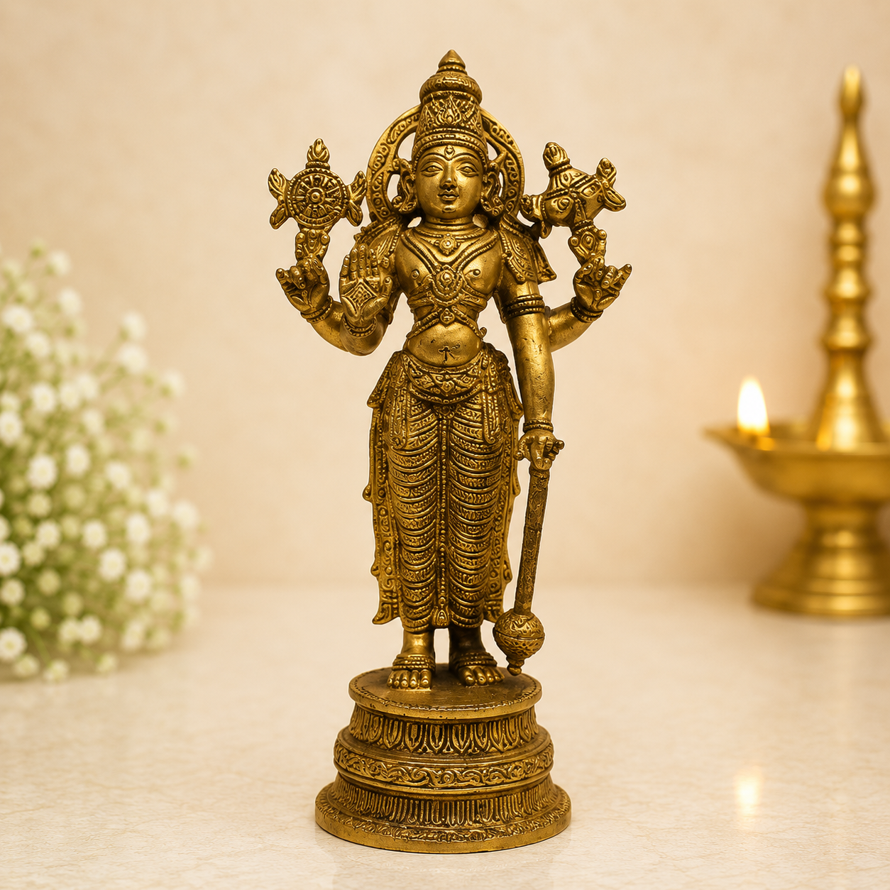 Traditional Lord Vishnu Ji Statue for Home & Pooja Décor