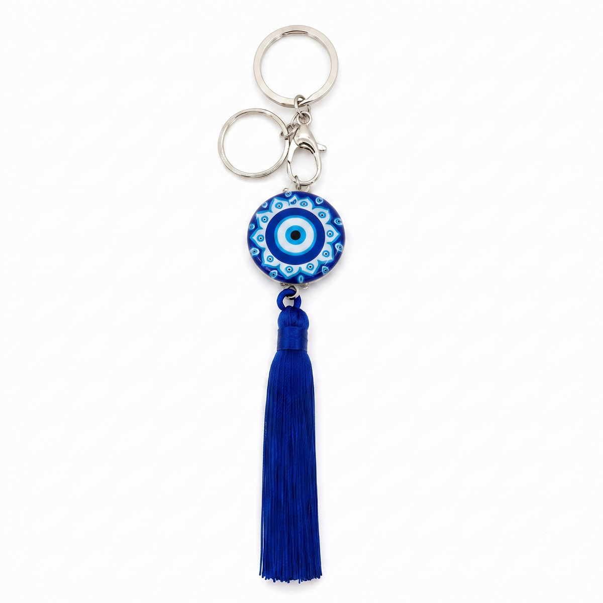 Evil Eye Key Chain with Blue Tassel