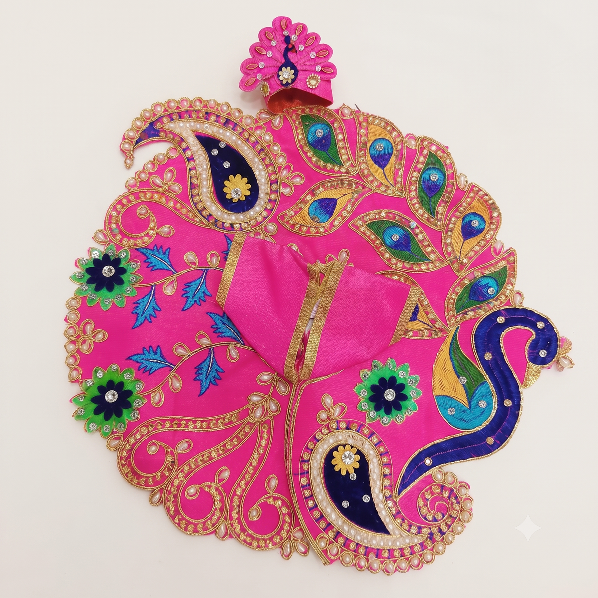 Mayur Ratna Poshak Radha Pink (Pink) – Designer Laddu Gopal Dress
