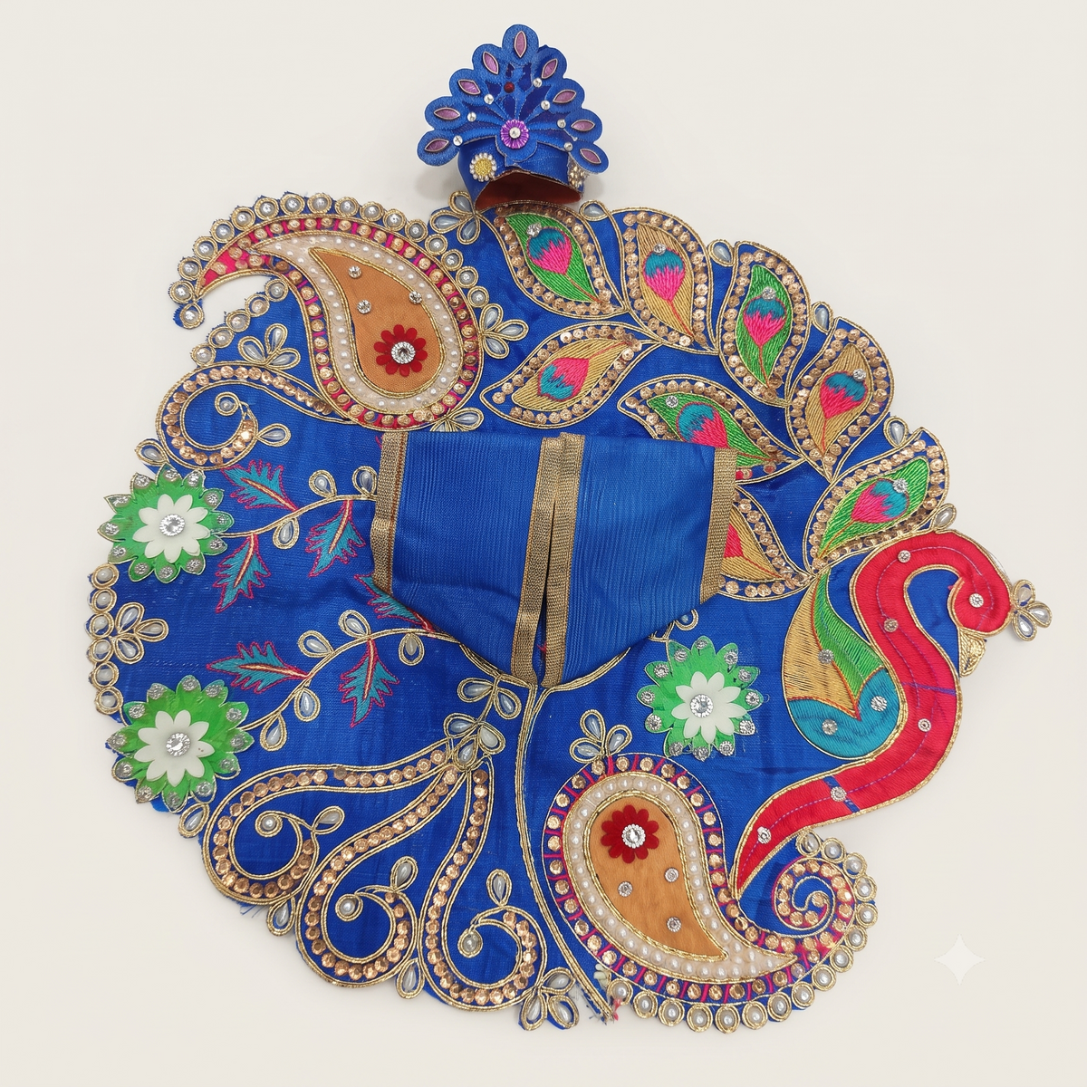 Mayur Ratna Poshak Peacock Blue (Blue) – Designer Laddu Gopal Dress