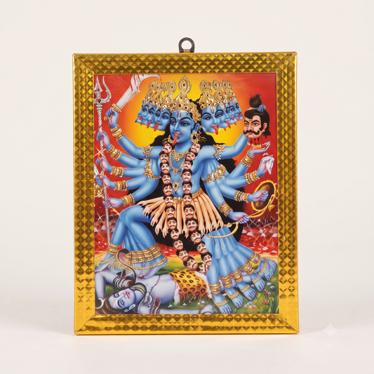 Goddess Kali Wall Frame – Divine Maa Kali Multi-Armed Photo Frame for Home Temple