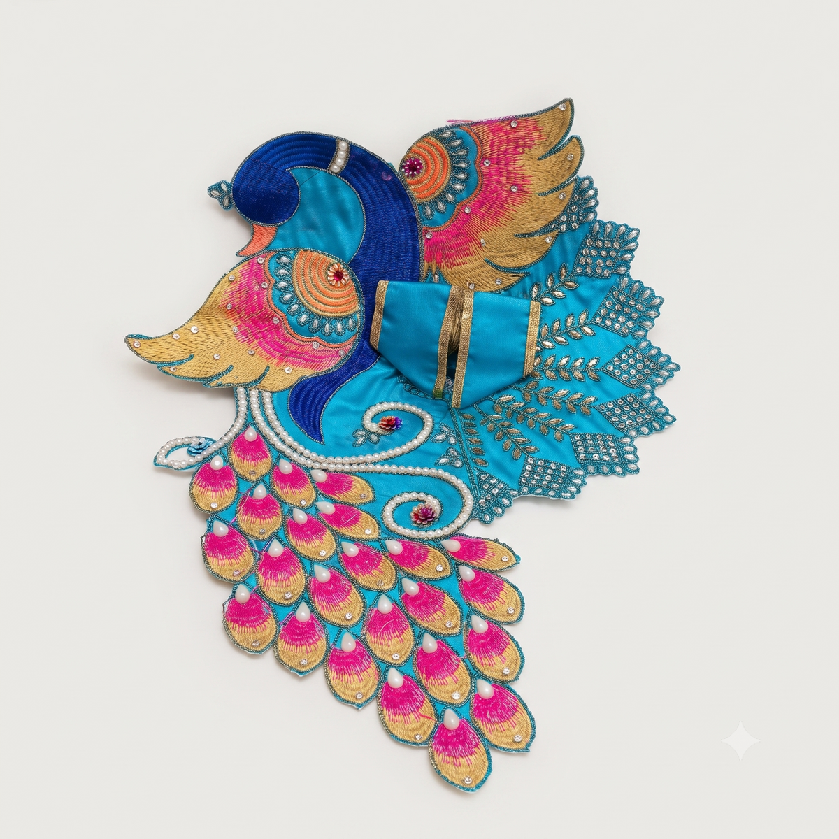 Mayur Leela Designer Poshak Peacock Blue (Blue) – Peacock Theme Laddu Gopal Dress