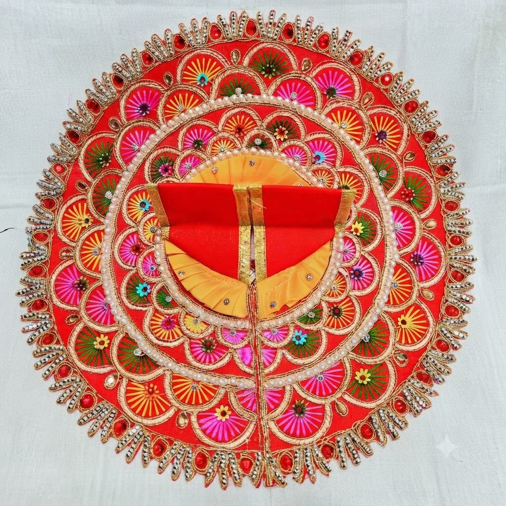 Navrang Shringar Poshak Vrindhavan Red for Laddu Gopal