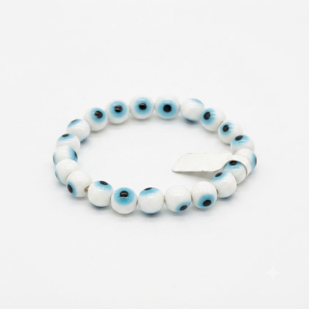 Evil Eye Protection Bracelet – Traditional Blue & White Beaded Amulet Bracelet for Positive Energy